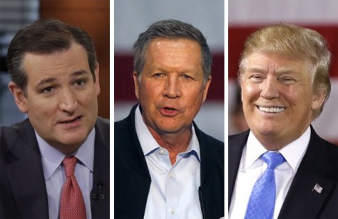 (l-r) Texas U.S. Senator Ted Cruz, Ohio Governor John Kasich, Businessman Donald Trump {photo: dispatch.com}