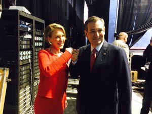 Carly Fiorina with Texas U.S. Senator Ted Cruz as she becomes Cruz's running mate as VP if he gets the nomination