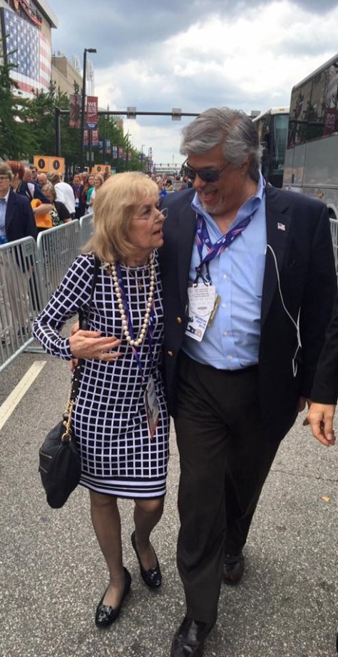 Veteran Connecticut Republican National Committeewoman Pat Longo in Ohio at 2016 convention with friend Ben Proto.